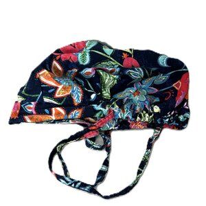 Floral Hair Bonnet With Ties Hospital Worker Medical Field